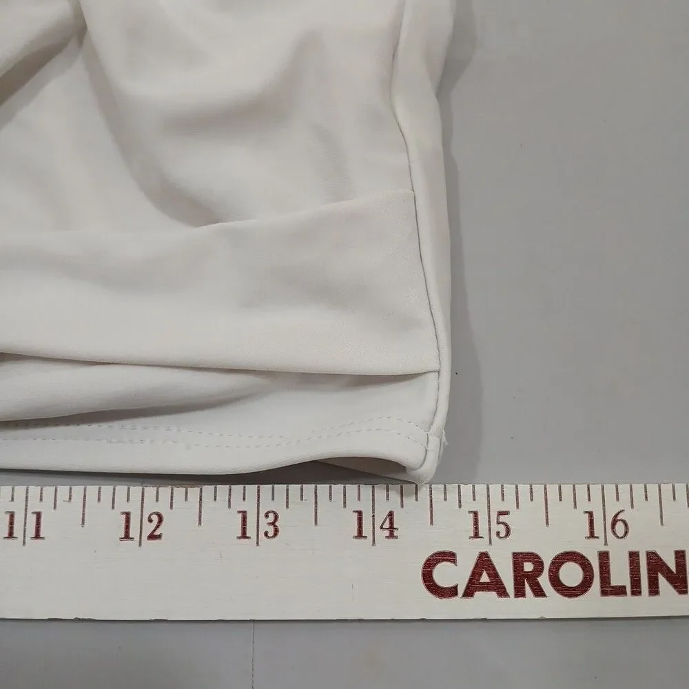 Womens White V Neck Triangle Twisted Front Swimsuit Bikini Top Sz S/M 28